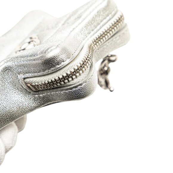 CHANEL Silver Lambskin Leather Logo Wallet - Picture 5 of 9